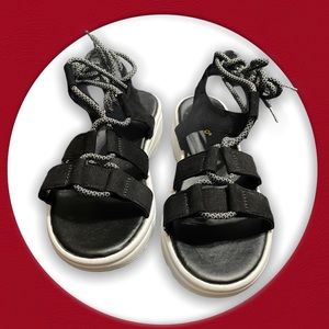 BAMBOO BLACK LACE UP SANDALS